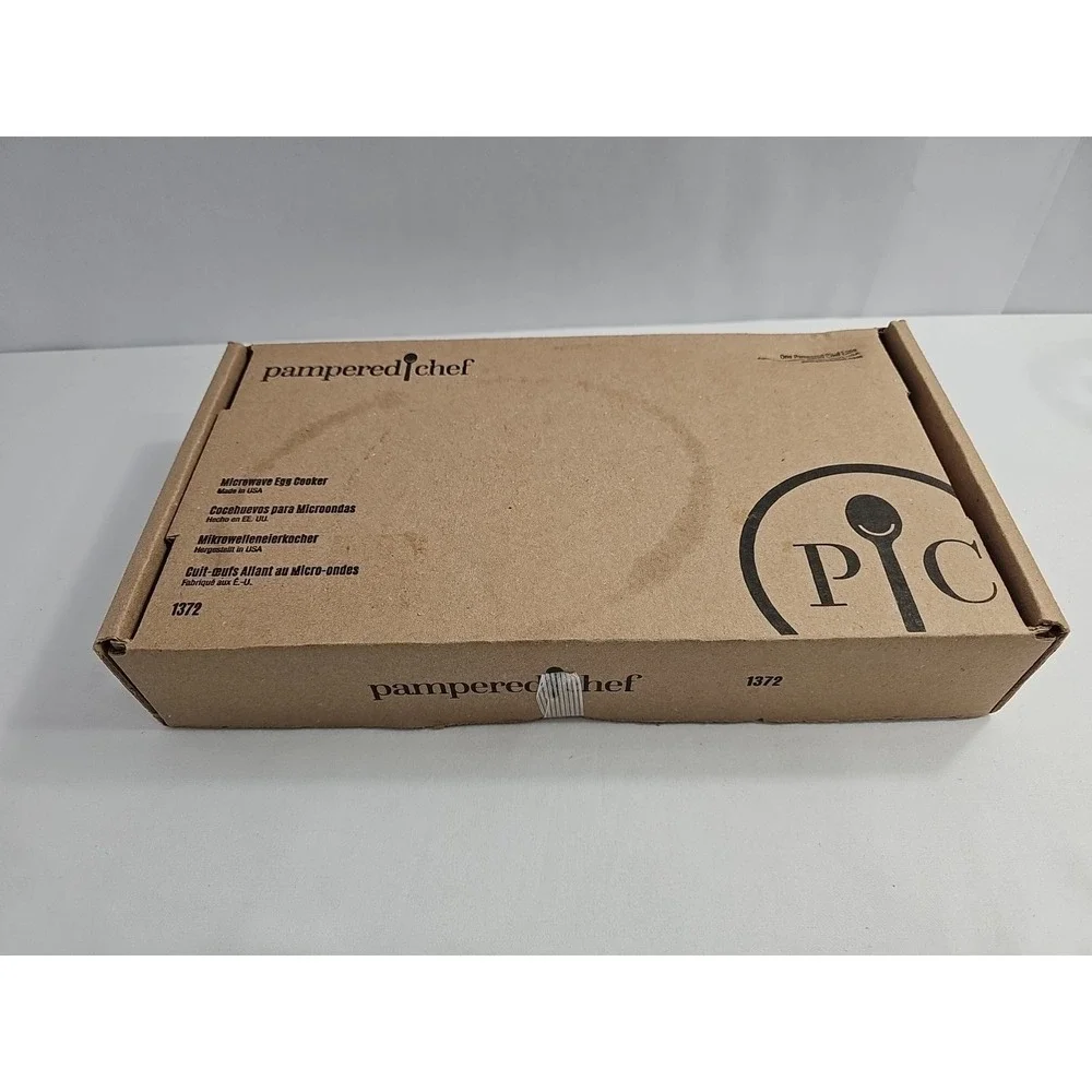 Pampered Chef Stoneware Microwave Egg Cooker Double Cooker #1372 NEW IN BOX